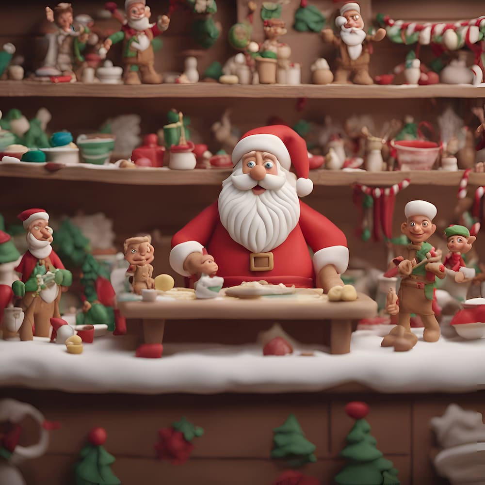 christmas decoration with santa claus gingerbread cookies wooden shelves BEAUTY CENTER