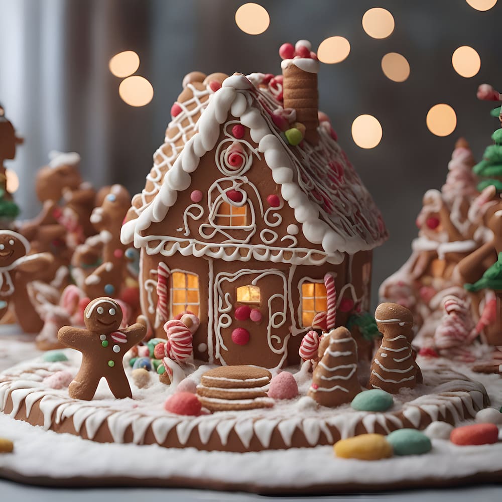 christmas gingerbread house with christmas decoration bokeh background BEAUTY CENTER